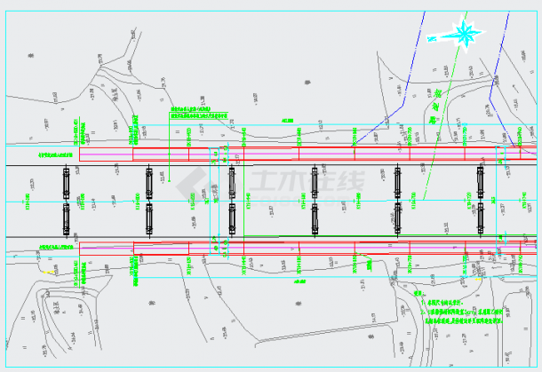 政道路的全套非机动车U型槽施工平面CAD布置参考设计图-图一