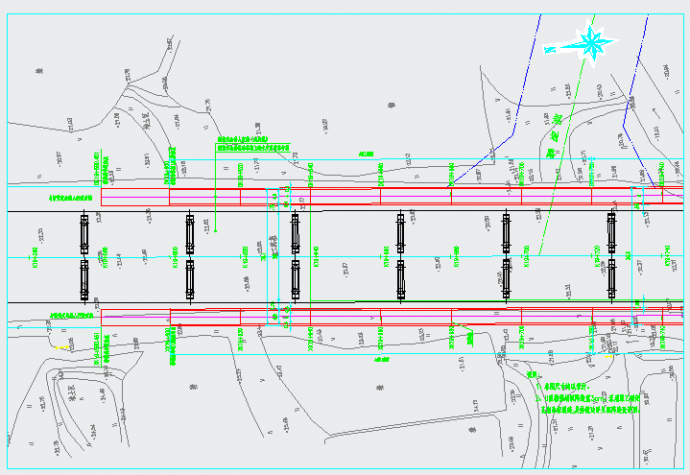政道路的全套非机动车U型槽施工平面CAD布置参考设计图_图1