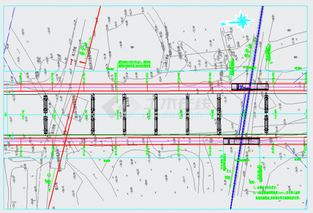 政道路的全套非机动车U型槽施工平面CAD布置参考设计图-图二