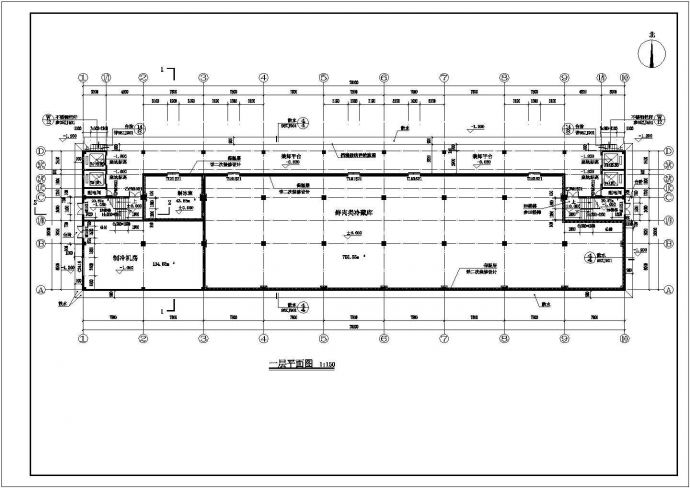 中式风格冷库建筑施工平面CAD参考图_图1
