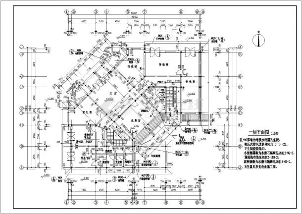 某防疫站全套cad平面装修设计施工图-图二