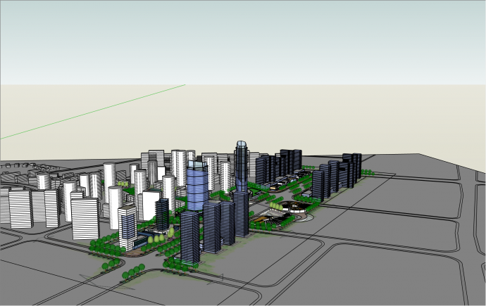 现代风格商业街城市概念设计简模su模型_图1