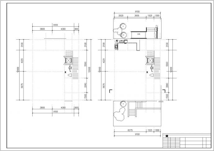某小区三栋法式别墅建筑CAD布置图_图1