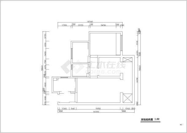 现代简约欧式风格三室两厅一卫住宅室内设计cad图纸-图一