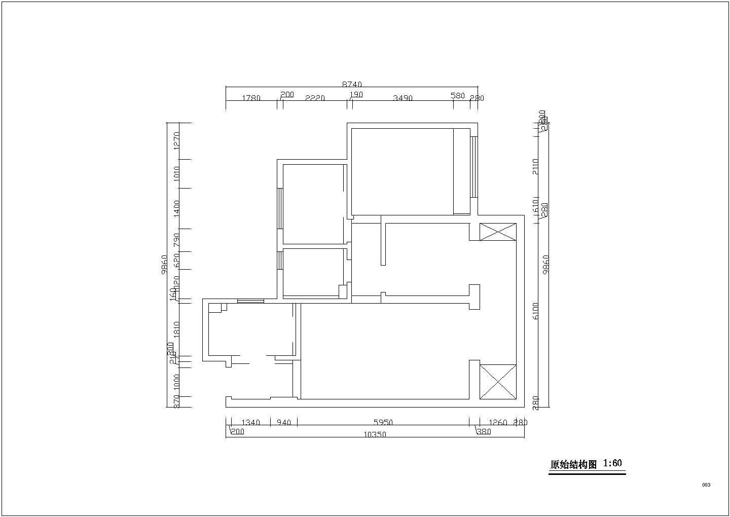 现代简约欧式风格三室两厅一卫住宅室内设计cad图纸