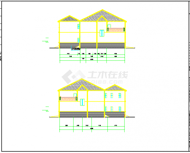 2层砌体结构别墅建筑CAD平面布置参考图-图二