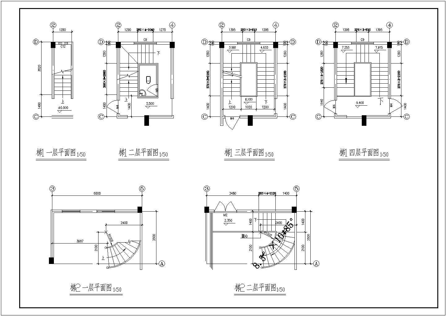 某地经典4层现代型别墅设计建筑施工CAD图纸