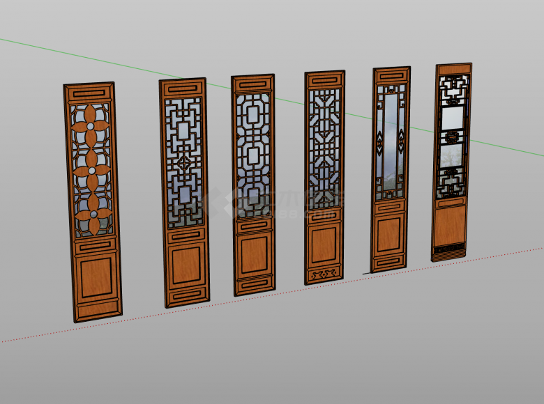 各种中式风格造型门su模型-图二