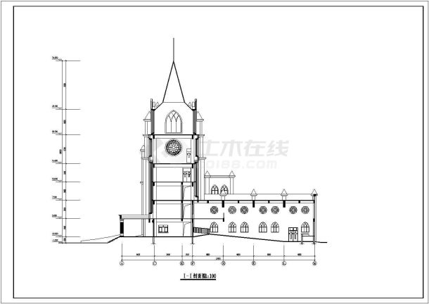 圣经学校建筑施工CAD设计平立面图-图二