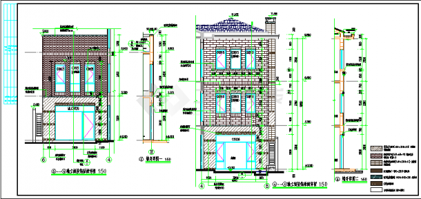 三层现代中式别墅建筑施工cad图（带效果图）-图二