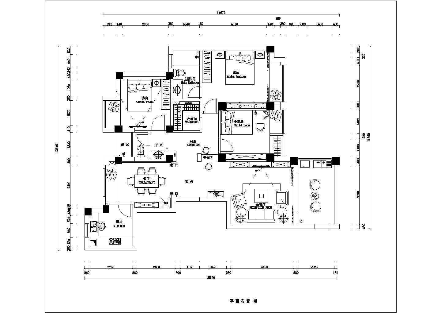 【南京】某小区地中海三居室装修施工图