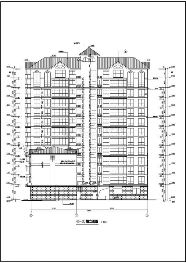 某市区小高层商住楼施工建筑CAD设计图-图二