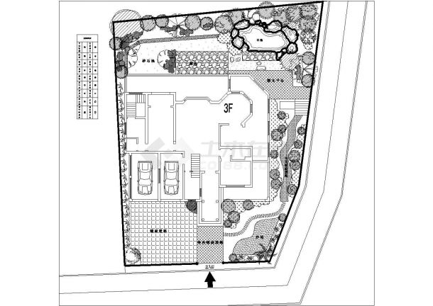 【湖北】某别墅庭院景观设计平面图-图一