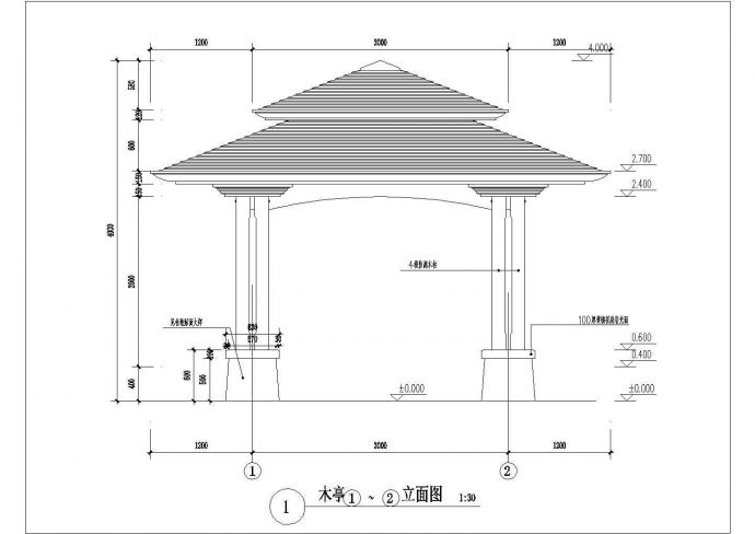 【湖南】某现代式双层木亭设计施工图_图1