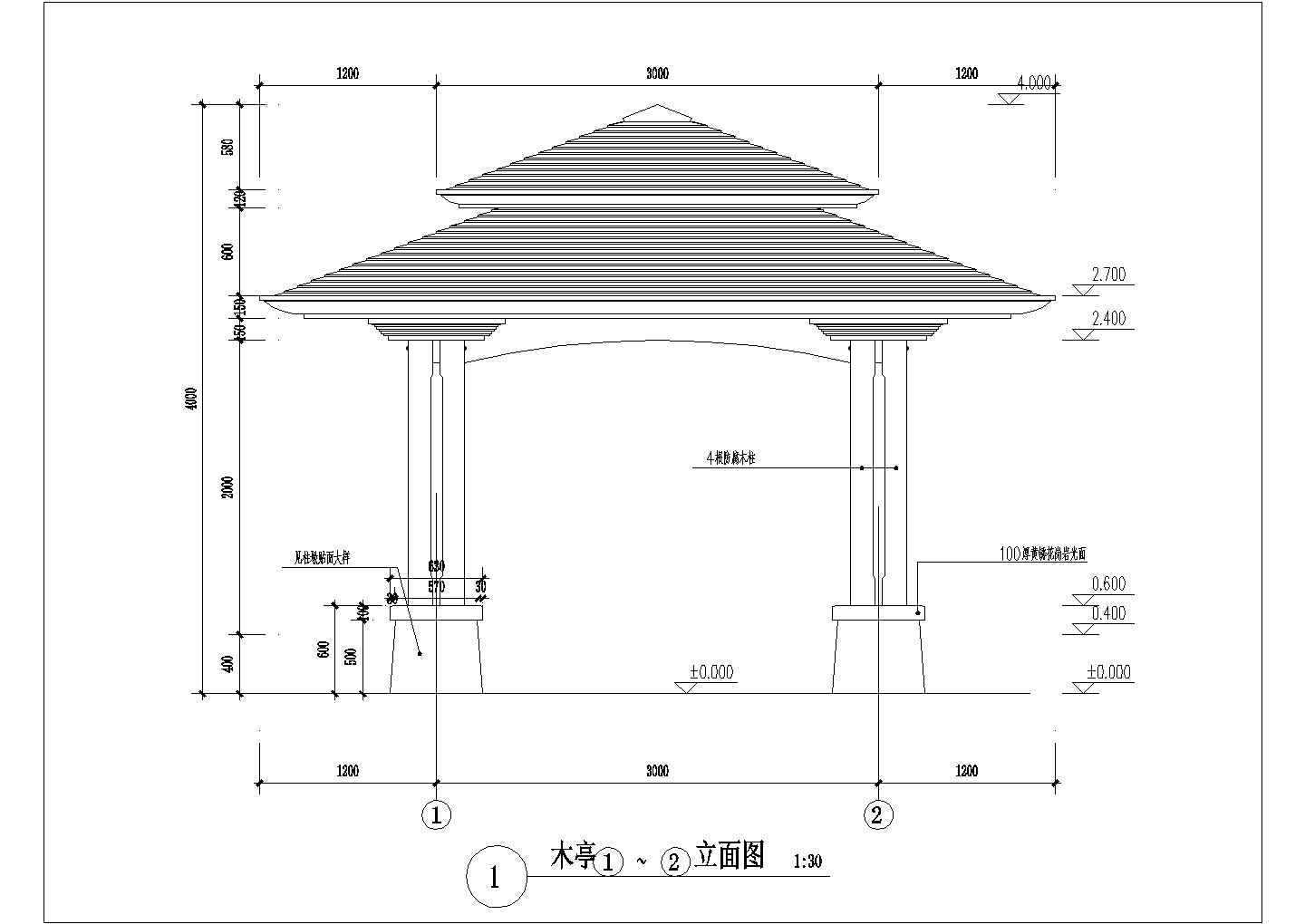 【湖南】某现代式双层木亭设计施工图