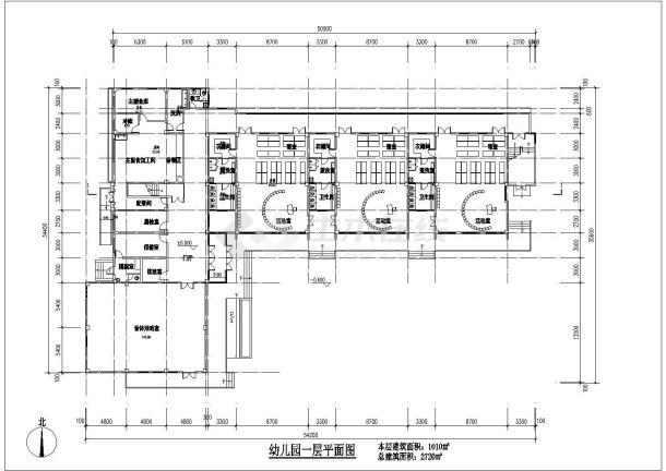 某地区三层9班幼儿园建筑平面设计-图一