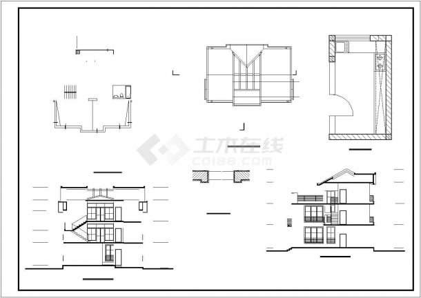 三百平米住宅别墅建筑设计cad施工图-图二