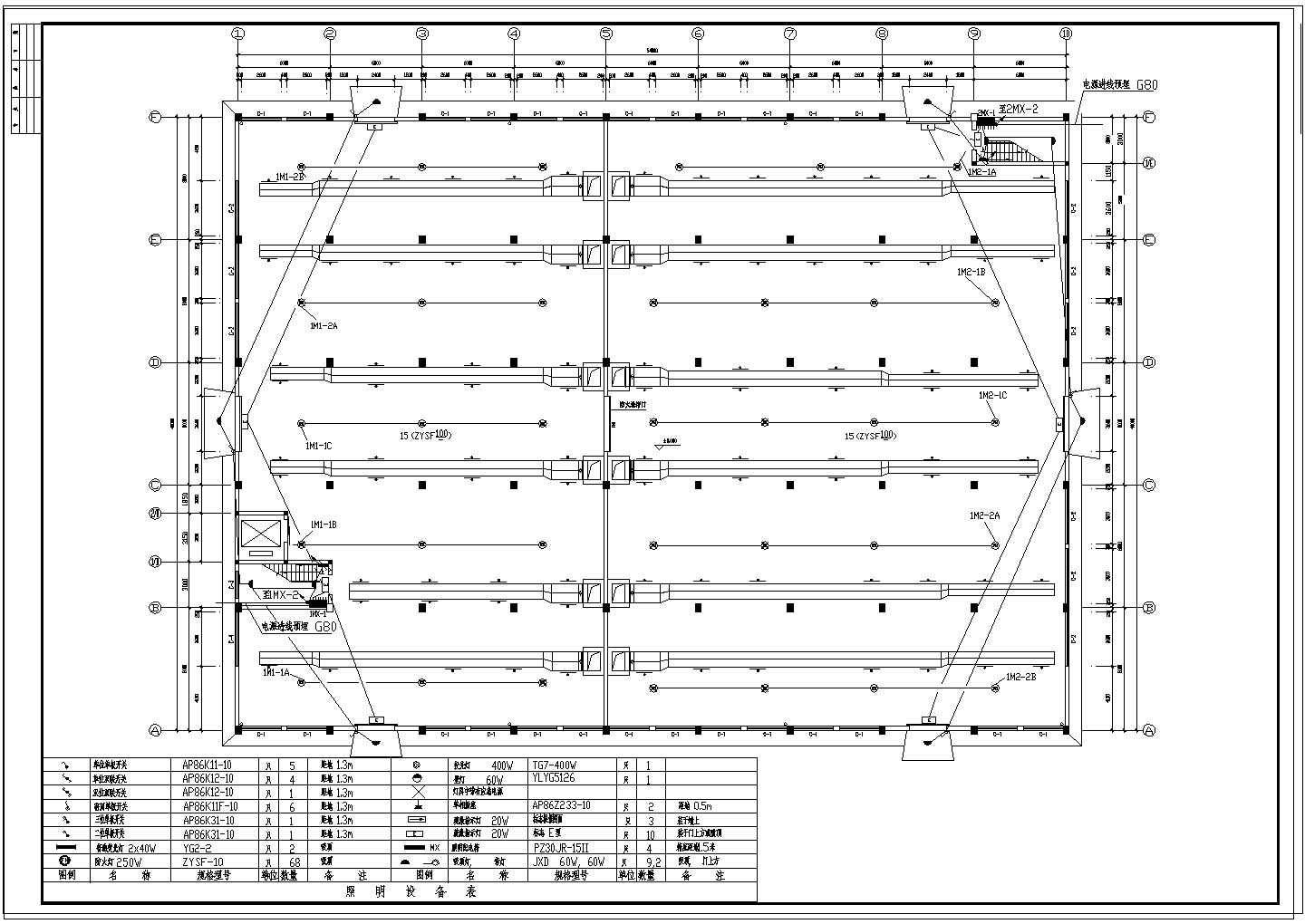 某工业厂房仓库电气设计图纸（17张）