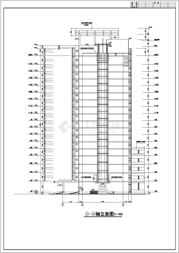 某十八层医院住院楼设计cad建筑施工图纸-图一