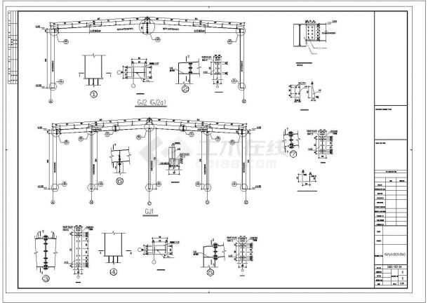 某房地产售楼部钢结构施工参考CAD详图-图二