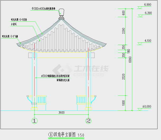 某园建项目廊亭大样施工图-图一