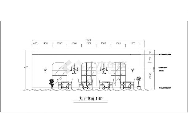 广场咖啡馆CAD设计装修方案图-图一