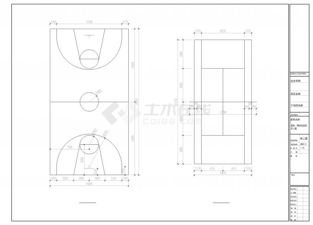 CAD标准篮球场网球场施工图CAD-图一