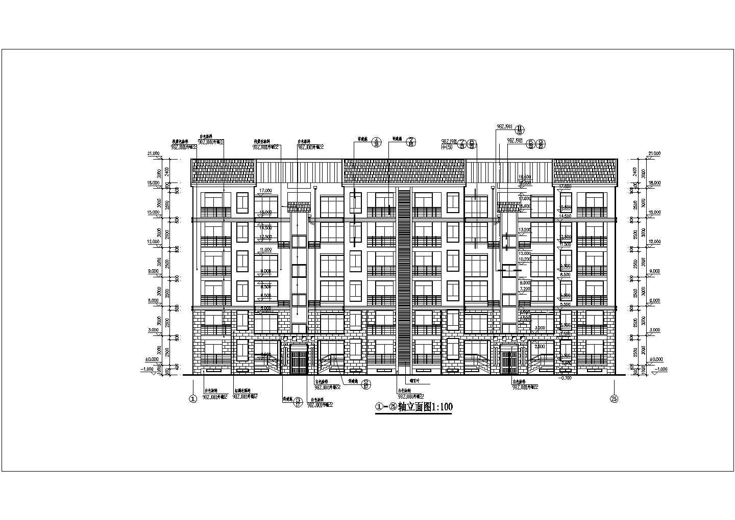 某地区一套复式多层住宅楼建筑图
