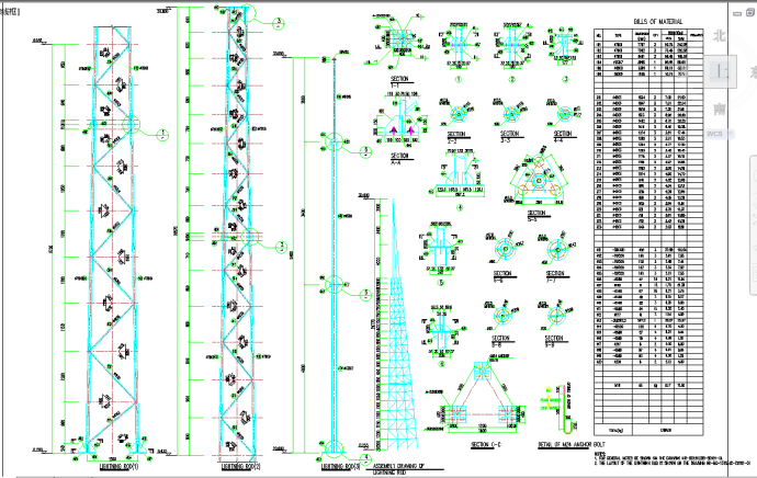 某国外工程（全英文）30m钢管结构避雷针图纸_图1