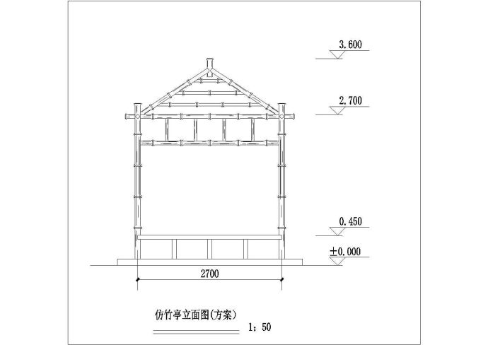 比较经典的仿竹亭cad设计图_图1