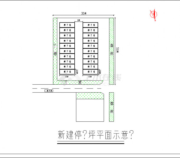 某工业园区大型停车场设计平面图CAD-图二
