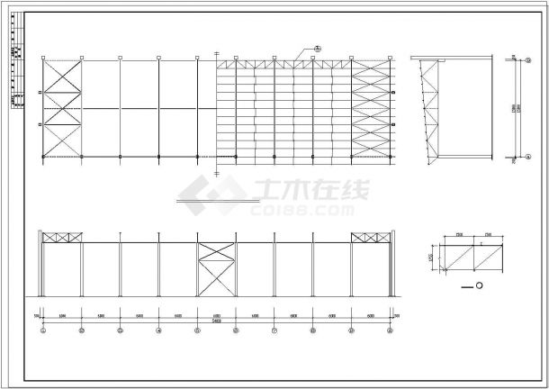 某轻钢吊装厂房结构CAD图-图一