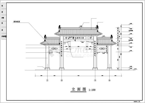 某公园门牌建筑平剖面详图-图一