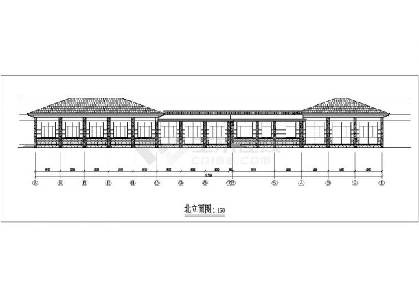 某学校三层食堂建筑CAD布置图-图二