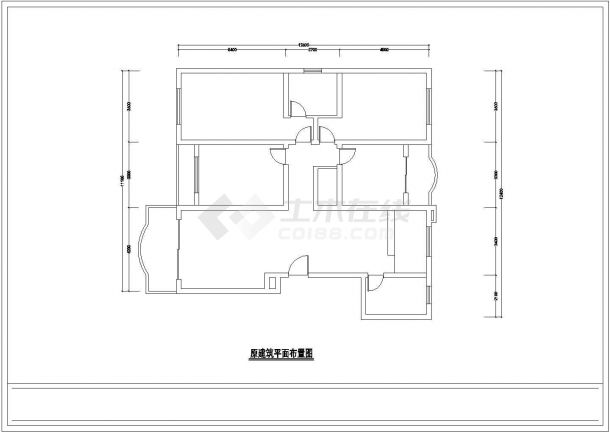 [杭州]某三室样板间室内装修cad施工设计图-图一