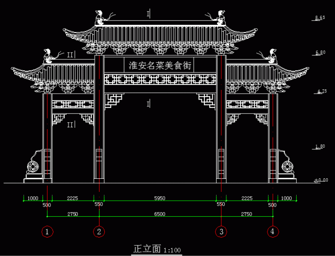 五套古建筑牌坊门楼CAD图纸_图1