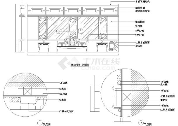 某中餐厅平面建筑CAD示意图-图二