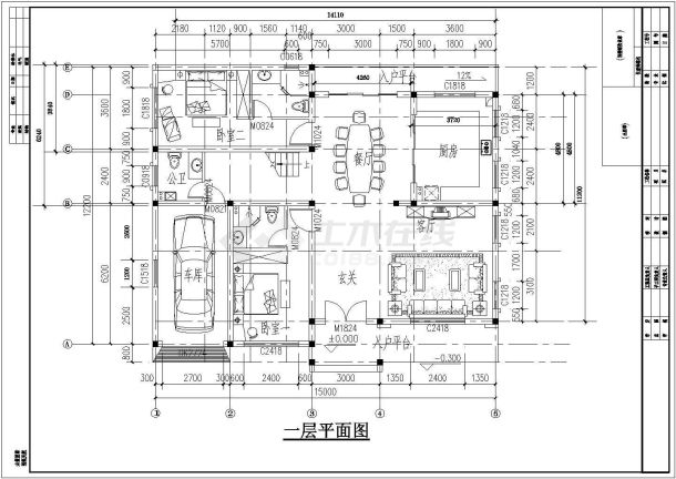 某地方区域三层别墅平面设计CAD参考图-图一