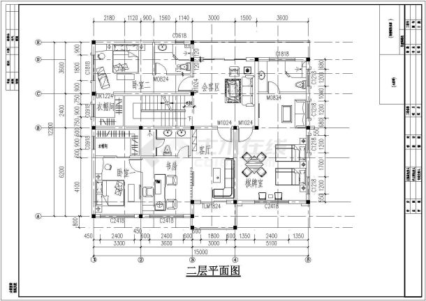 某地方区域三层别墅平面设计CAD参考图-图二