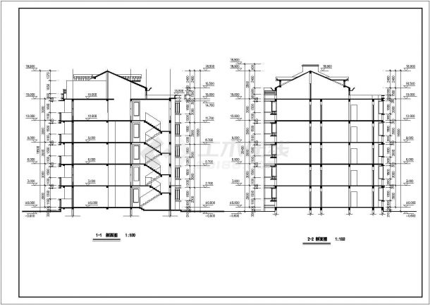 某地市教职工宿舍楼建筑施工设计CAD套图-图二