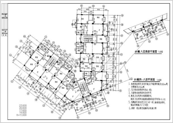 长沙市某地区高层住宅CAD布置图-图二