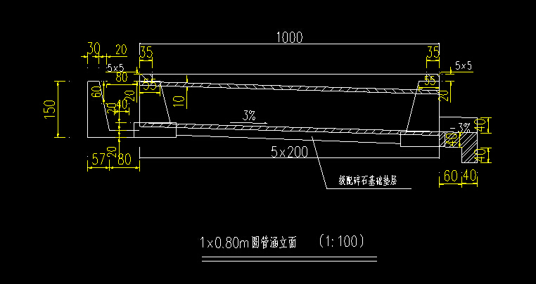 0.3m、0.6m、0.8m圆管涵CAD图