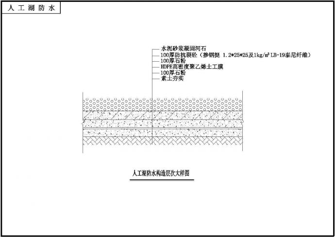 某地人工湖温泉防水施工设计图纸_图1