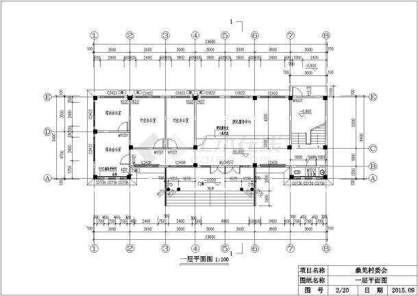 某地村委会三层办公楼方案建筑施工图-图一