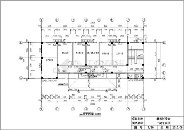 某地村委会三层办公楼方案建筑施工图-图二