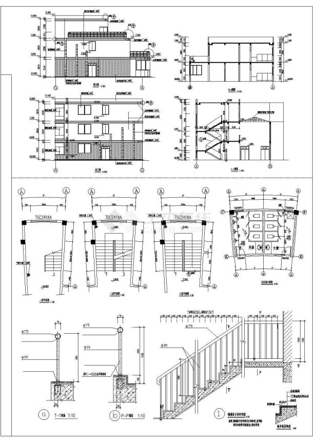 小区会所建筑CAD设计施工图-图一
