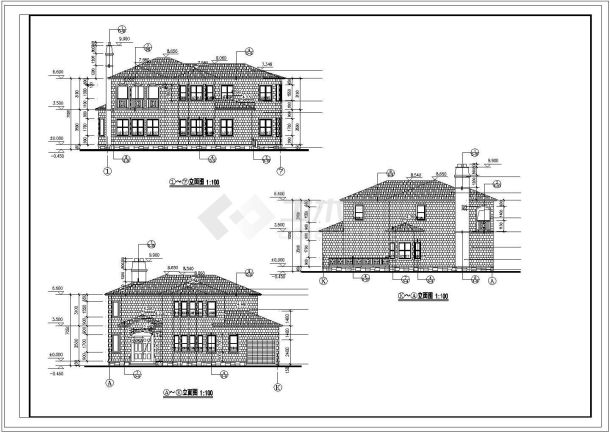 某小区别墅建筑施工CAD图（全套）-图二