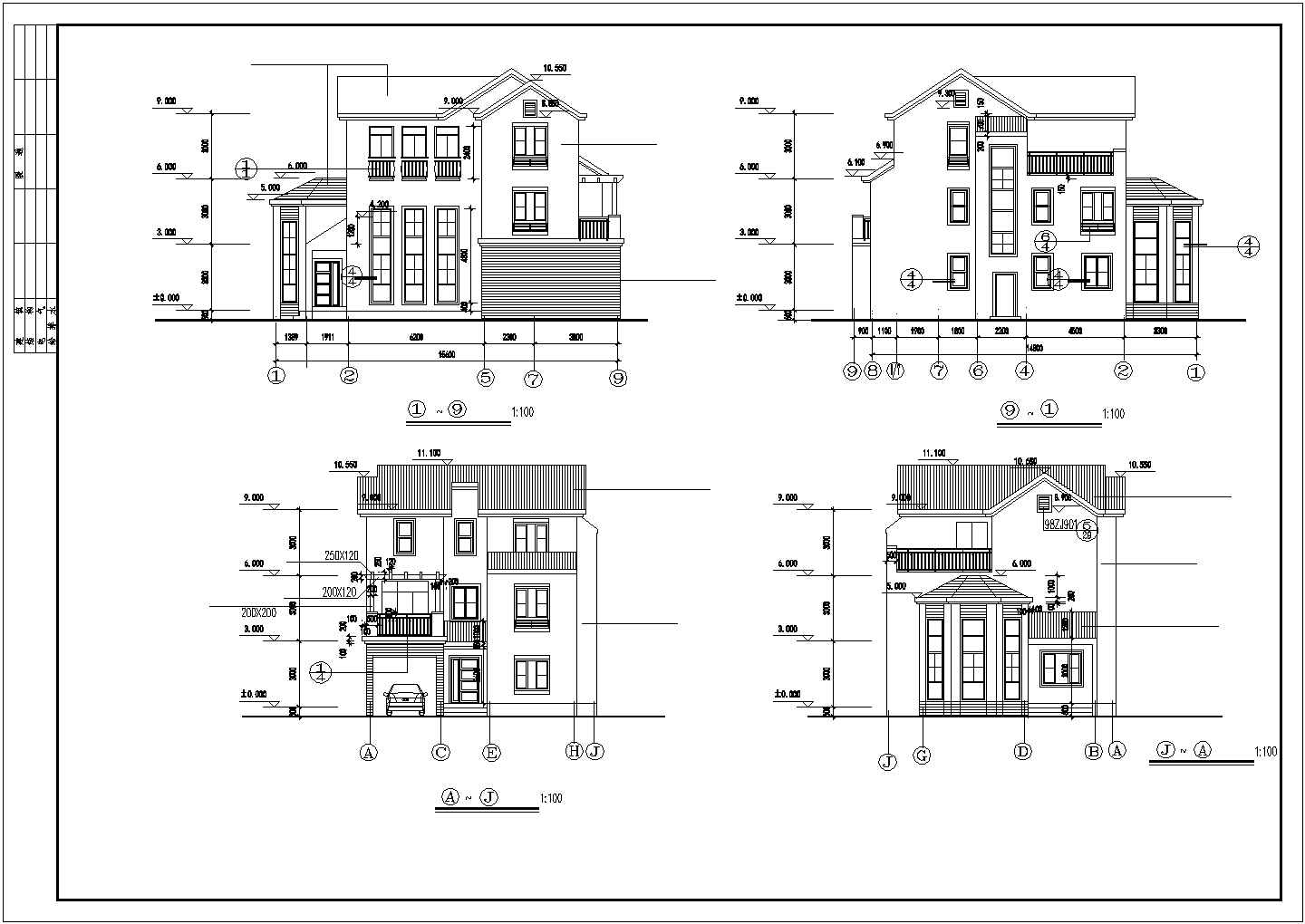 超豪华别墅建筑设计施工CAD图