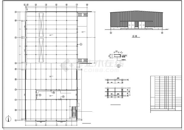 青岛市某重型库房钢结构施工CAD布置图-图一