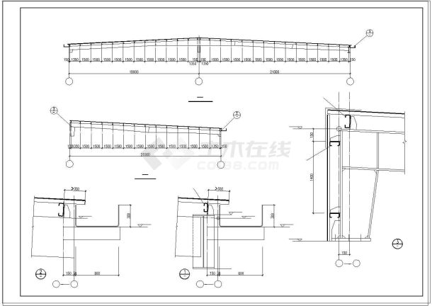 钢砼柱钢梁厂房设计布置图-图一